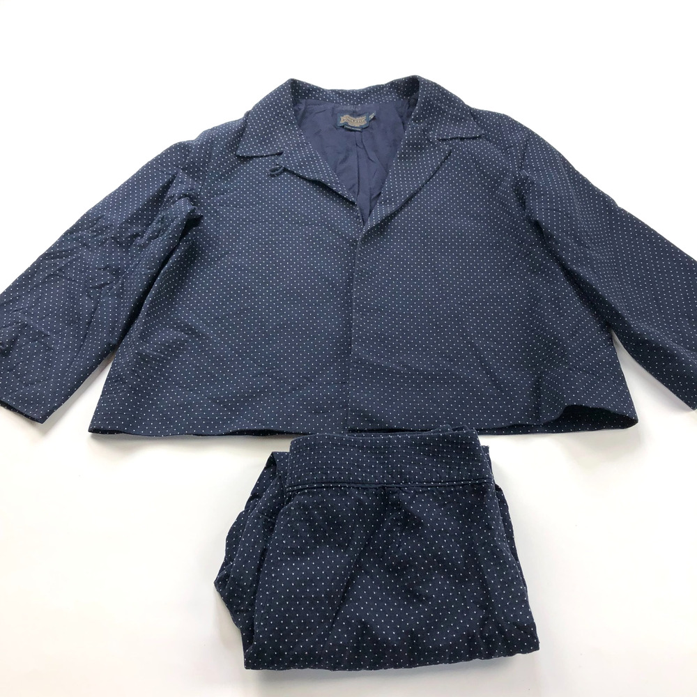 Pendleton 2 Pc Petite 4 Blazer Jacket Pants (Fit 28W 22L) Set Blue Polka Dot